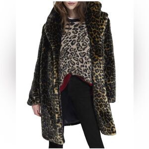 $650 The Kooples Leopard Print Fur Coat NWT XS